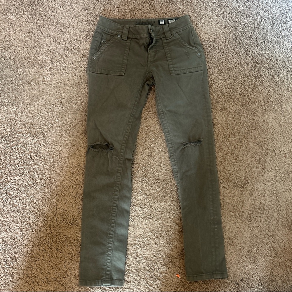 Miss Me Women’s distressed Army Green Slim Jeans